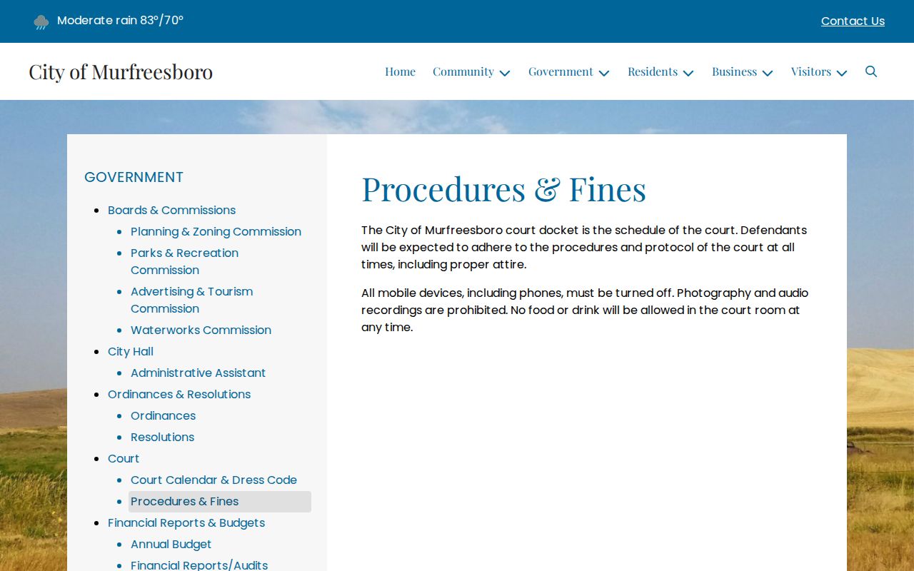 Murfreesboro criminal records court procedures and device rules