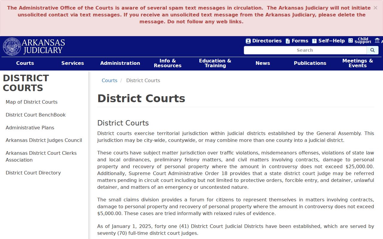 Arkansas district court information for Pike County criminal court cases