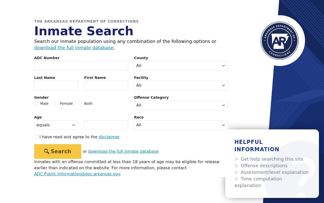 Pike County inmate record search through Arkansas Corrections